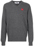 Comme Des Garçons Play V-neck knitted heart jumper